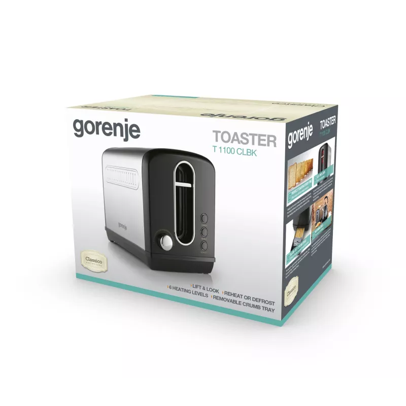 Gorenje T1100CLBK 6 2 riekėm(s) 1100 W Juoda