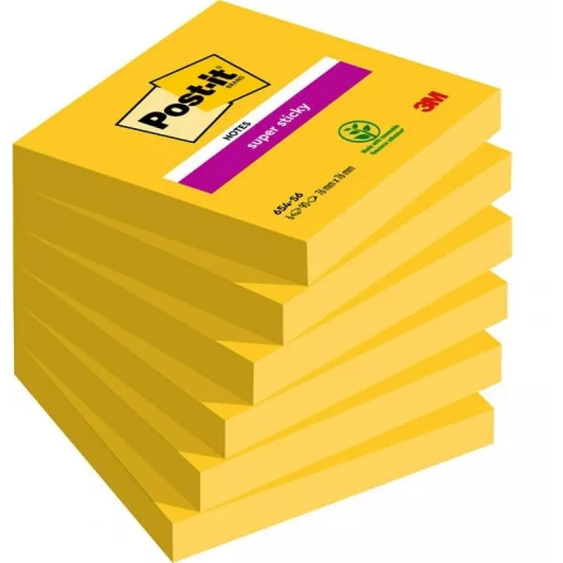 3M 7100174970 užrašų popierius Kvadratinis Geltonas 90 lapų Lipnus