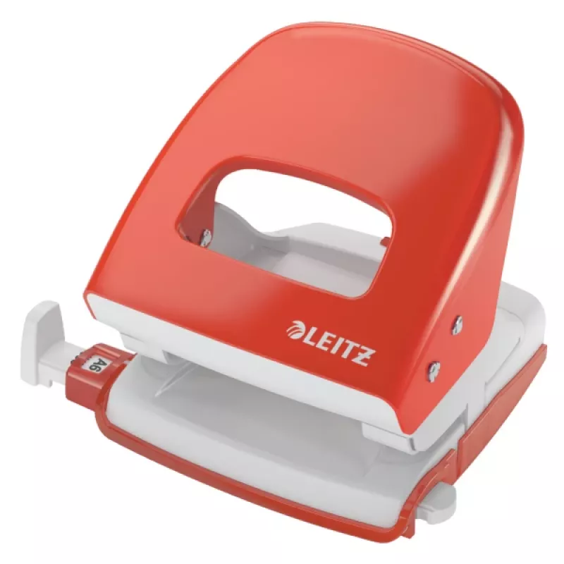 Leitz Hole Punch 5008 NeXXt, 2 skylės 30 lapų, 30 lapų, Raudona, Metalinis, 8 cm, A6, 5.5 mm