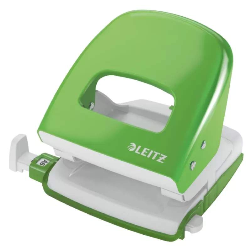 Leitz Hole Punch 5008 NeXXt, 2 skylučių 30 lapų, 30 lapų, žalias, metalinis, 8 cm, A6, 5,5 mm