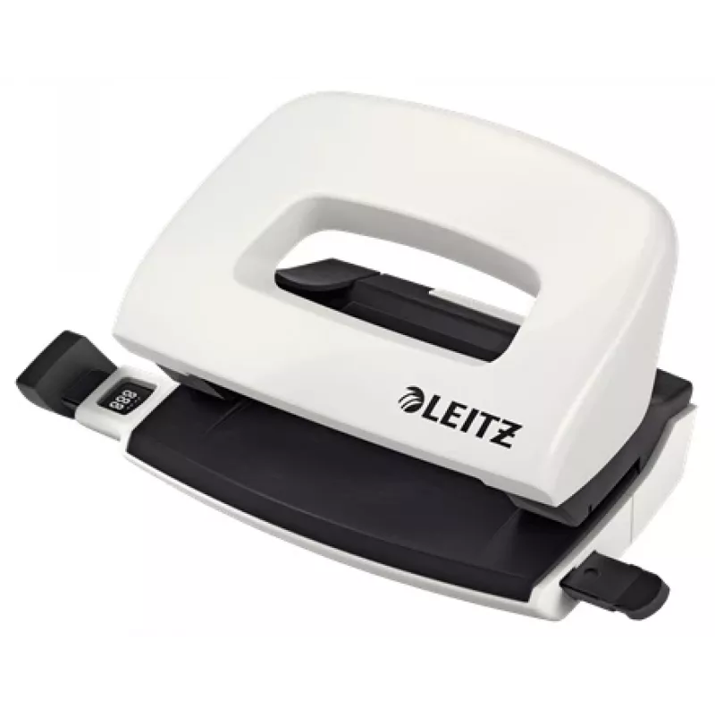 Leitz NeXXt skylamušis WOW Mini 2 skylėms / 10 lapų, 10 lapų, balta, juoda, plastikas, 8 cm, 5,5 mm