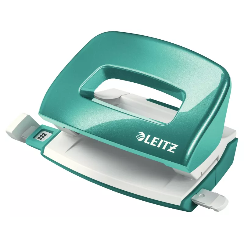 Leitz NeXXt Hole Punch WOW Mini 2-hole / 10sheets, 10 sheets, Turquoise, Pilka, Plastic, 8 cm, 5.5 mm, A4