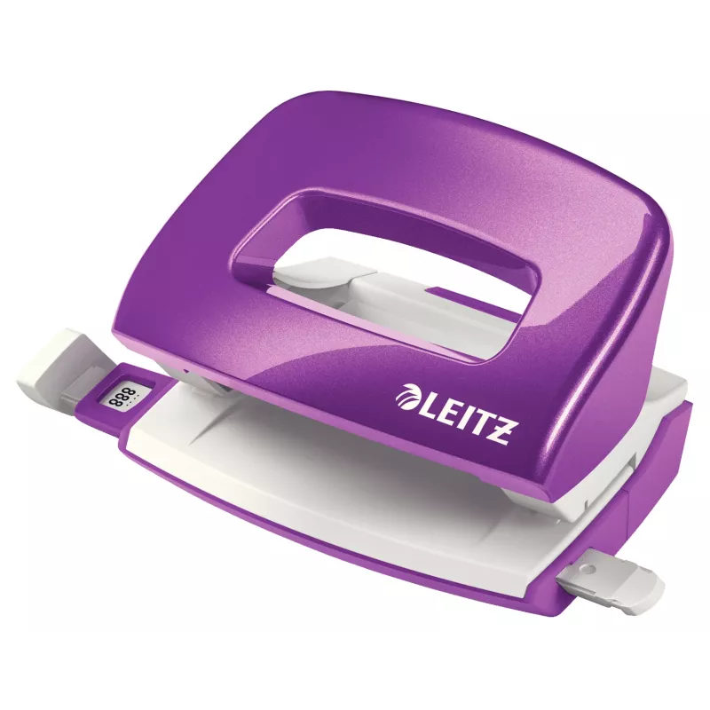 Leitz NeXXt Hole Punch WOW Mini 2-hole / 10sheets, 10 sheets, Pilka, Violet, Plastic, 8 cm, 5.5 mm, A4