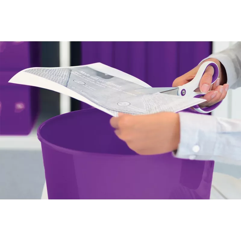 Leitz WOW Titanium biuro žirklės 205 mm, tiesus pjovimas, viengubos, violetinės, baltos, nerūdijantis plienas, biuro žirklės, titano danga