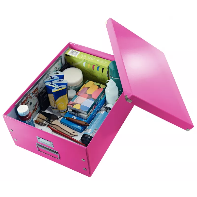 „Leitz Click & Store WOW“ didelė archyvinė dėžė, rožinė, kartonas, nikelis, 369 mm, 482 mm, 200 mm