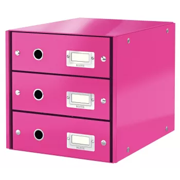 Leitz Click & Store WOW stalčių spintelė (3 stalčiai), rožinė, kartonas, 286 mm, 358 mm, 282 mm, 2,21 kg