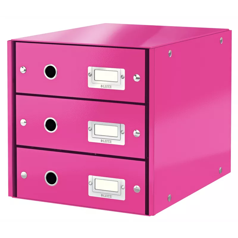 Leitz Click & Store WOW stalčių spintelė (3 stalčiai), rožinė, kartonas, 286 mm, 358 mm, 282 mm, 2,21 kg