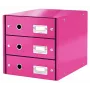 Leitz Click & Store WOW stalčių spintelė (3 stalčiai), rožinė, kartonas, 286 mm, 358 mm, 282 mm, 2,21 kg