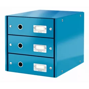 Leitz Click & Store WOW stalčių spintelė (3 stalčiai), Mėlyna, Kartonas, 2,21 kg
