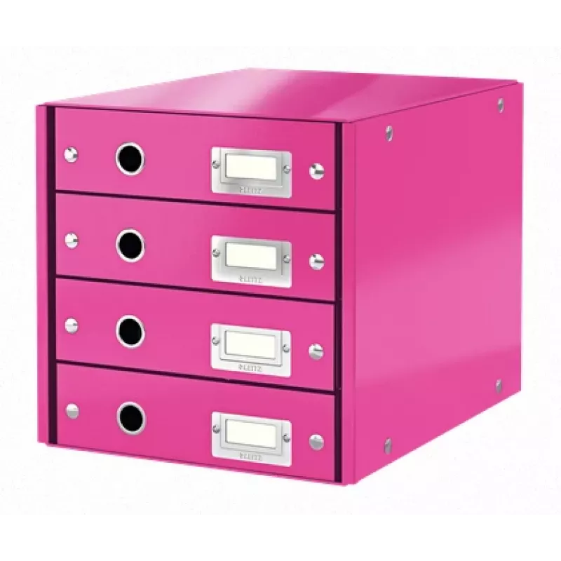 Leitz Click & Store WOW stalčių spintelė (4 stalčiai), rožinė, kartonas, 2,49 kg
