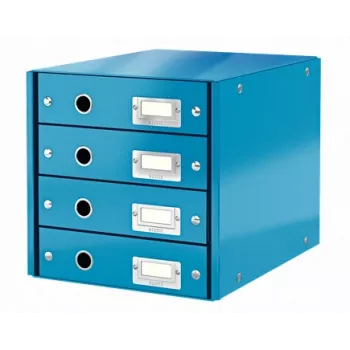 Leitz Click & Store WOW stalčių spintelė (4 stalčiai), mėlyna, kartonas, 2,49 kg