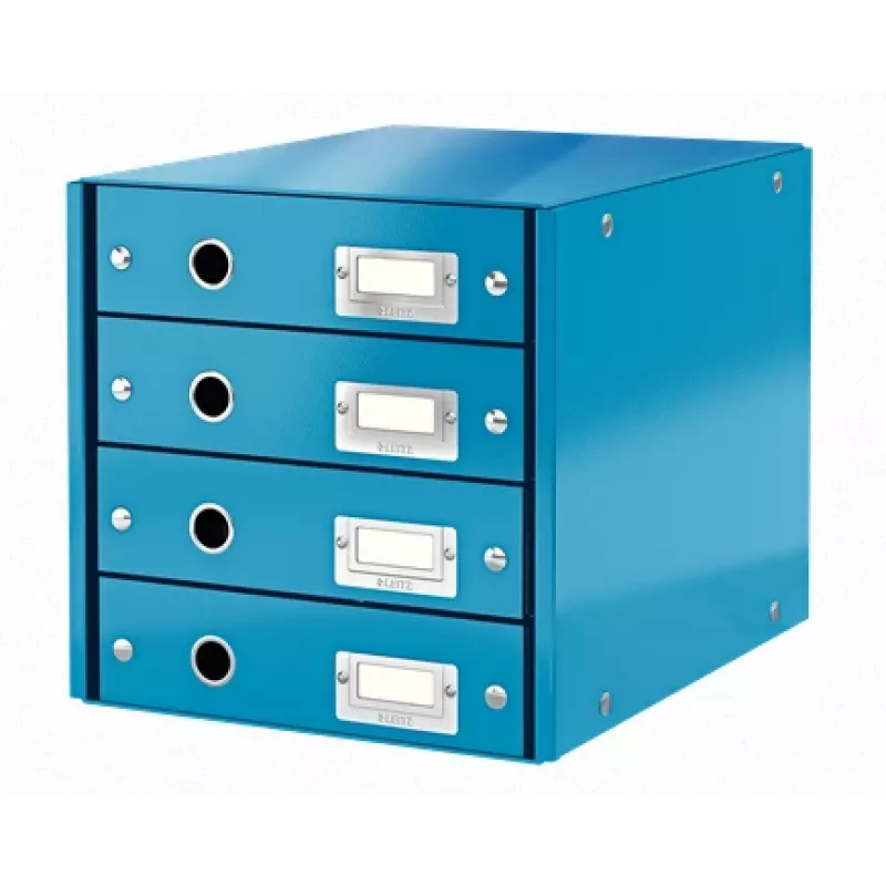 Leitz Click & Store WOW stalčių spintelė (4 stalčiai), mėlyna, kartonas, 2,49 kg