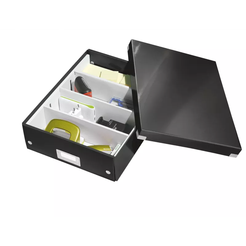 Leitz Click & Store WOW vidutinė tvarkymo dėžė, juoda, kartonas, 880 g