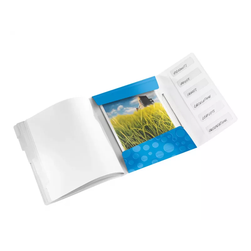 Leitz Divider Book WOW PP 6 skirtukų, A4, Polipropilenas (PP), Mėlyna, Metalinė, 200 lapų, 260 mm, 17 mm