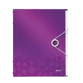 Leitz skirtukų knygelė WOW PP 6 skirtukų, A4, polipropilenas (PP), metalinė, violetinė, 200 lapų, 260 mm, 17 mm
