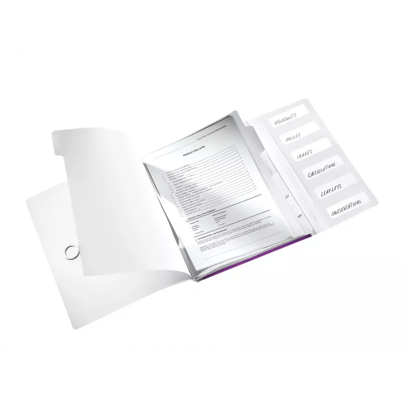 Leitz skirtukų knygelė WOW PP 6 skirtukų, A4, polipropilenas (PP), metalinė, violetinė, 200 lapų, 260 mm, 17 mm
