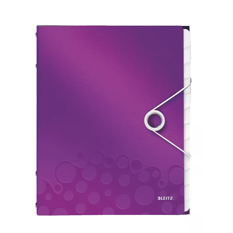 Leitz Divider Book WOW PP 12 skirtukų, A4, polipropilenas (PP), metalinė, violetinė, 200 lapų, 265 mm, 17 mm