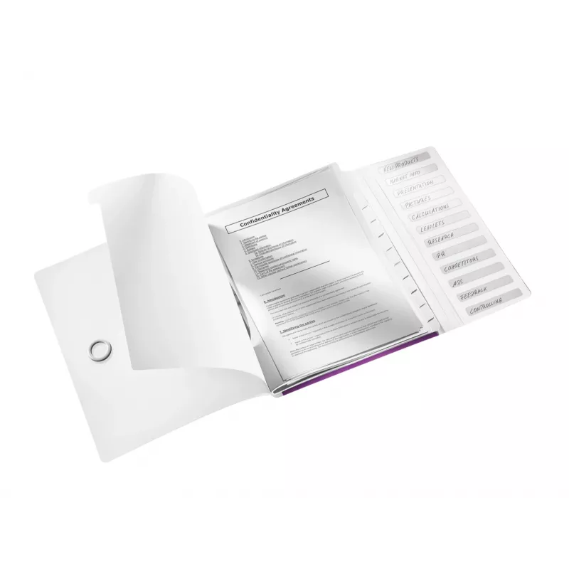 Leitz Divider Book WOW PP 12 skirtukų, A4, polipropilenas (PP), metalinė, violetinė, 200 lapų, 265 mm, 17 mm