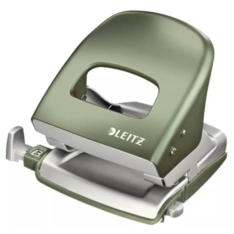 Leitz NeXXt Skylių perforavimo stiliaus perforatorius, 2 skylėms, 30 lapų, metalinis, 30 lapų, žalia, sidabrinė, metalas, 8 cm, A6, 107 mm