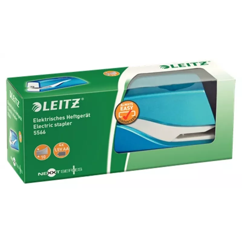 Leitz NeXXt segiklis su baterija WOW 5566, 10 lapų, 1 cm, plastikinis, mėlynas, baltas, baterija, 50 mm