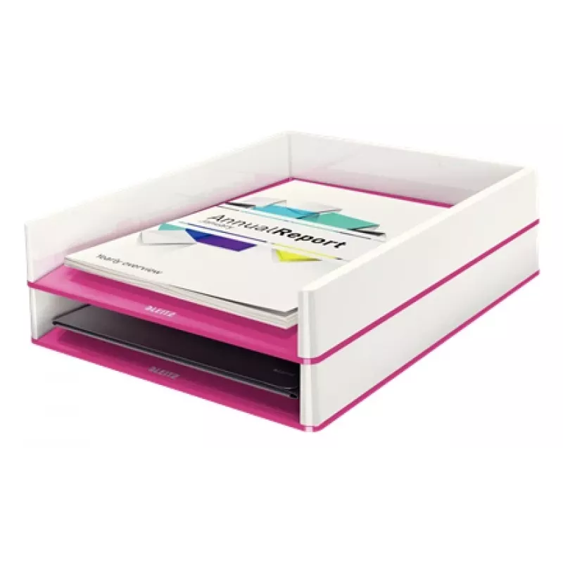 Leitz laiškų dėklas WOW Dual Colour, plastikinis, metalo blizgesio, rožinis, A4, 267 mm, 336 mm, 49 mm