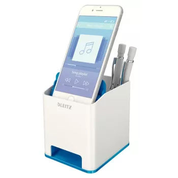 Leitz Sound Pen Holder WOW, mėlyna, balta, polistirenas, 90 mm, 101 mm, 100 mm, 140 g