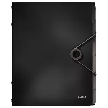 Leitz skirstomoji knyga Solid 6 skirtukai, aplankas su atvartu, A4, polipropilenas (PP), juoda, 200 lapų, 80 g/m²