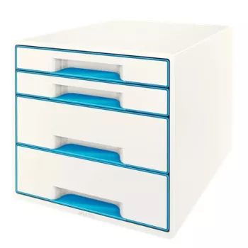 Leitz WOW Cube stalčių spintelė, 4 stalčiai, plastikas, mėlyna, balta, 1 vnt., 287 mm, 270 mm