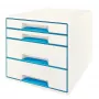 Leitz WOW Cube stalčių spintelė, 4 stalčiai, plastikas, mėlyna, balta, 1 vnt., 287 mm, 270 mm