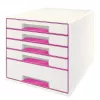 Leitz WOW Cube stalčių spintelė, 5 stalčiai, plastikinė, rožinė, balta, 1 vnt., 270 mm, 287 mm