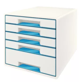 Leitz Drawer Cabinet WOW Cube 5-drawer, 5 stalčiai (-ių), Plastikas, Mėlyna, Balta, 1 vnt., 287 mm, 270 mm