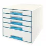 Leitz Drawer Cabinet WOW Cube 5-drawer, 5 stalčiai (-ių), Plastikas, Mėlyna, Balta, 1 vnt., 287 mm, 270 mm