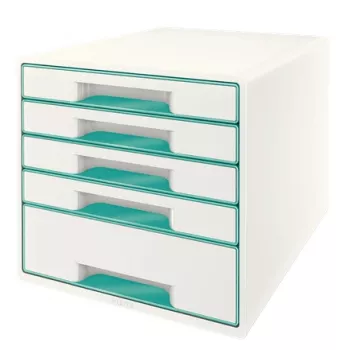 Leitz Drawer Cabinet WOW Cube 5-drawer, 5 drawer(s), Plastikas, Turkio, Balta, 1 vnt., 287 mm, 270 mm