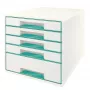 Leitz Drawer Cabinet WOW Cube 5-drawer, 5 drawer(s), Plastikas, Turkio, Balta, 1 vnt., 287 mm, 270 mm
