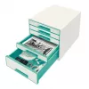 Leitz Drawer Cabinet WOW Cube 5-drawer, 5 drawer(s), Plastikas, Turkio, Balta, 1 vnt., 287 mm, 270 mm