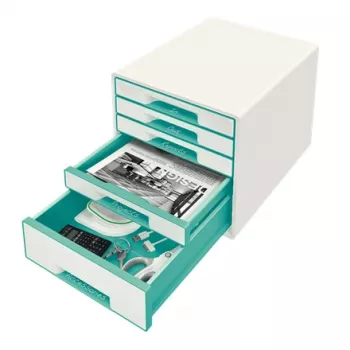 Leitz Drawer Cabinet WOW Cube 5-drawer, 5 drawer(s), Plastikas, Turkio, Balta, 1 vnt., 287 mm, 270 mm
