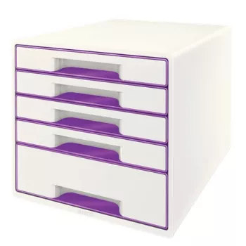 Leitz stalčių spintelė WOW Cube 5-stalčių, 5 stalčiai (-ių), Plastikas, Violetinė, Balta, 1 vnt., 287 mm, 270 mm