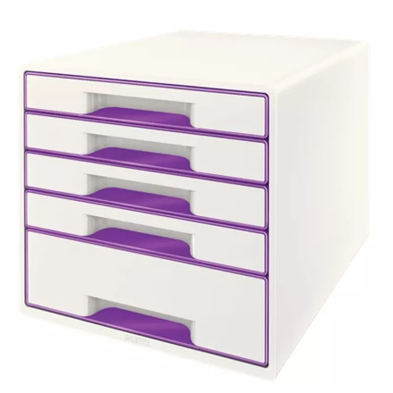 Leitz stalčių spintelė WOW Cube 5-stalčių, 5 stalčiai (-ių), Plastikas, Violetinė, Balta, 1 vnt., 287 mm, 270 mm