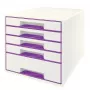 Leitz stalčių spintelė WOW Cube 5-stalčių, 5 stalčiai (-ių), Plastikas, Violetinė, Balta, 1 vnt., 287 mm, 270 mm
