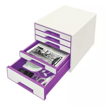 Leitz stalčių spintelė WOW Cube 5-stalčių, 5 stalčiai (-ių), Plastikas, Violetinė, Balta, 1 vnt., 287 mm, 270 mm