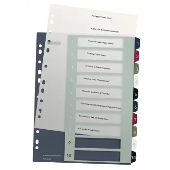 Leitz Index PC Printable 1-10 Style PP A4+, skaitmeninis skirtukų rodyklė, polipropilenas (PP), įvairiaspalvis, stačias, A4 Maxi, 245 mm