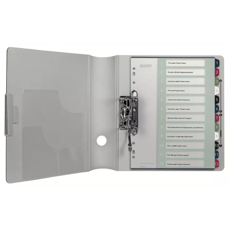 “Leitz Index” spausdinamas kompiuteriu 1-12 stiliaus PP A4+, skaitmeninė skirtukų rodyklė, polipropilenas (PP), įvairiaspalvis, vertikalus, A4 Maxi, 245 mm