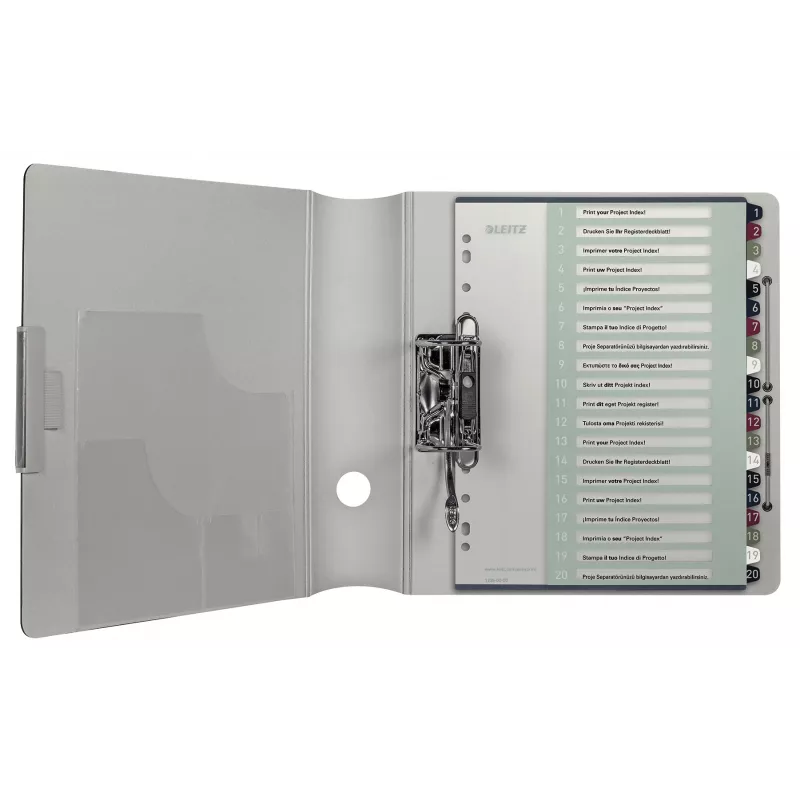 Leitz Index PC Printable 1-20 Style PP A4+, Skaitmeninis skirtukų rodyklė, Polipropilenas (PP), Įvairiaspalvis, Portretas, A4 Maxi, 245 mm