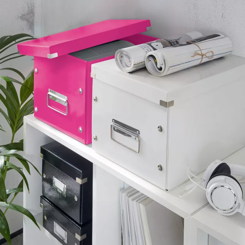 Leitz Box Click & Store WOW Cube didelė laikymo dėžė, fuksijos spalva, kartonas, 320 mm, 360 mm, 310 mm