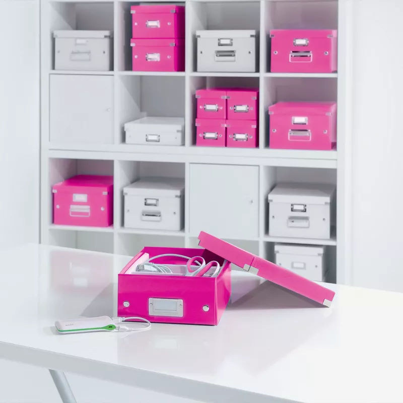 Leitz Box Click & Store WOW Cube didelė laikymo dėžė, fuksijos spalva, kartonas, 320 mm, 360 mm, 310 mm