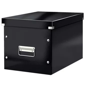 “Leitz Box Click & Store WOW Cube” didelė dėžė daiktams laikyti, juoda, stačiakampė, kartoninė, vienspalvė, skirta naudoti patalpose