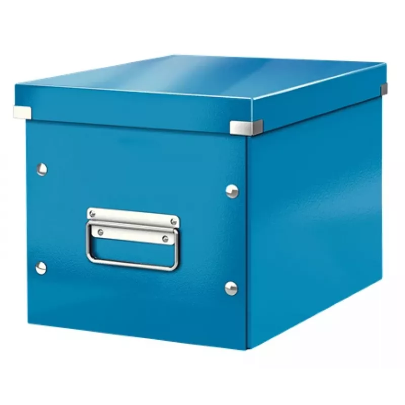 Vidutinė „Leitz Storage Box Click & Store WOW Cube“ laikymo dėžė, Laikymo dėžė, Mėlyna, Stačiakampė, Kartonas, Vienspalvė, Vidaus