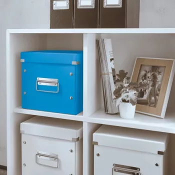 Vidutinė „Leitz Storage Box Click & Store WOW Cube“ laikymo dėžė, Laikymo dėžė, Mėlyna, Stačiakampė, Kartonas, Vienspalvė, Vidaus