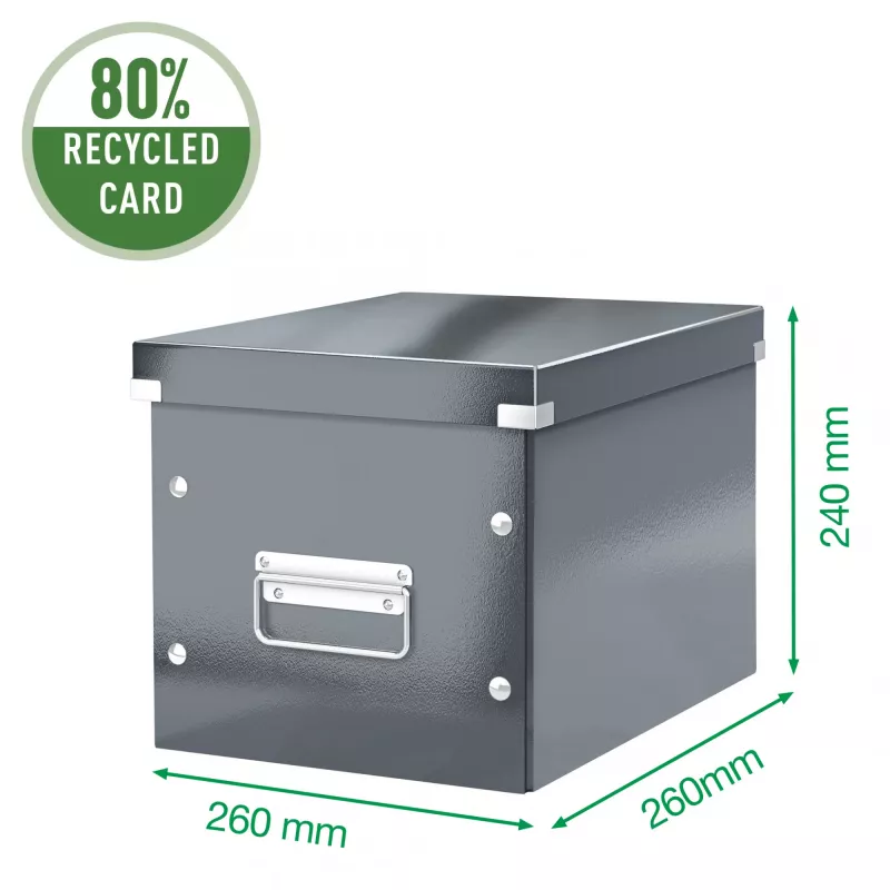 Leitz Click & Store WOW Cube vidutinė dėžė, violetinė, kartoninė, 260 mm, 260 mm, 240 mm