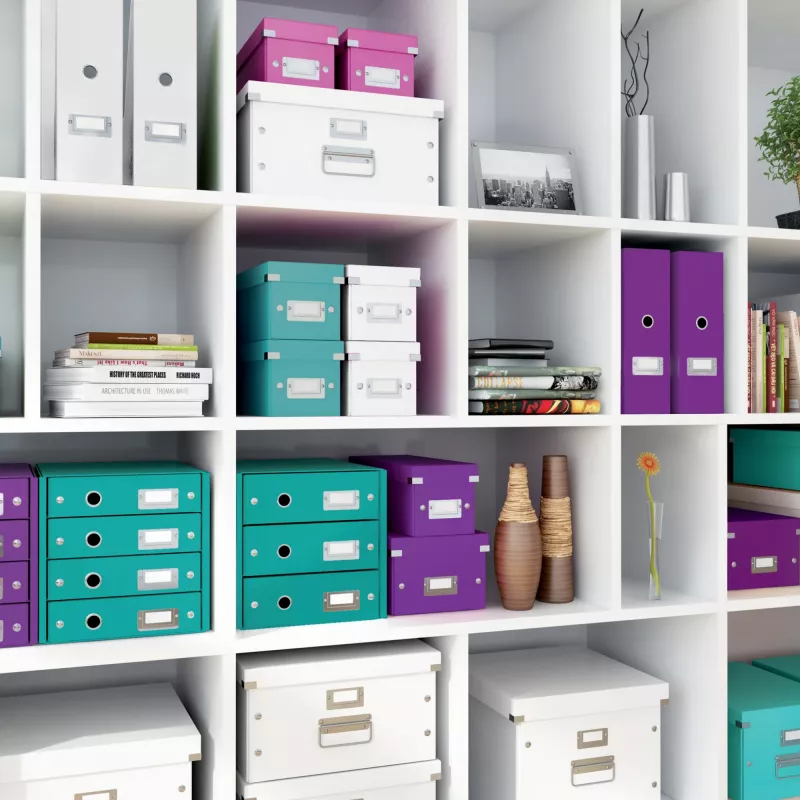 Leitz Click & Store WOW Cube vidutinė dėžė, violetinė, kartoninė, 260 mm, 260 mm, 240 mm